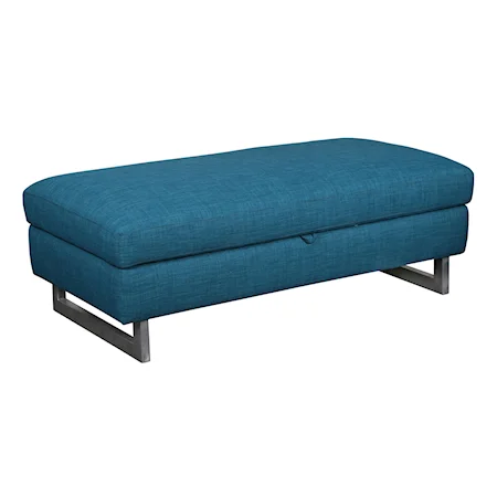 Contemporary Industrial Teal Storage Ottoman